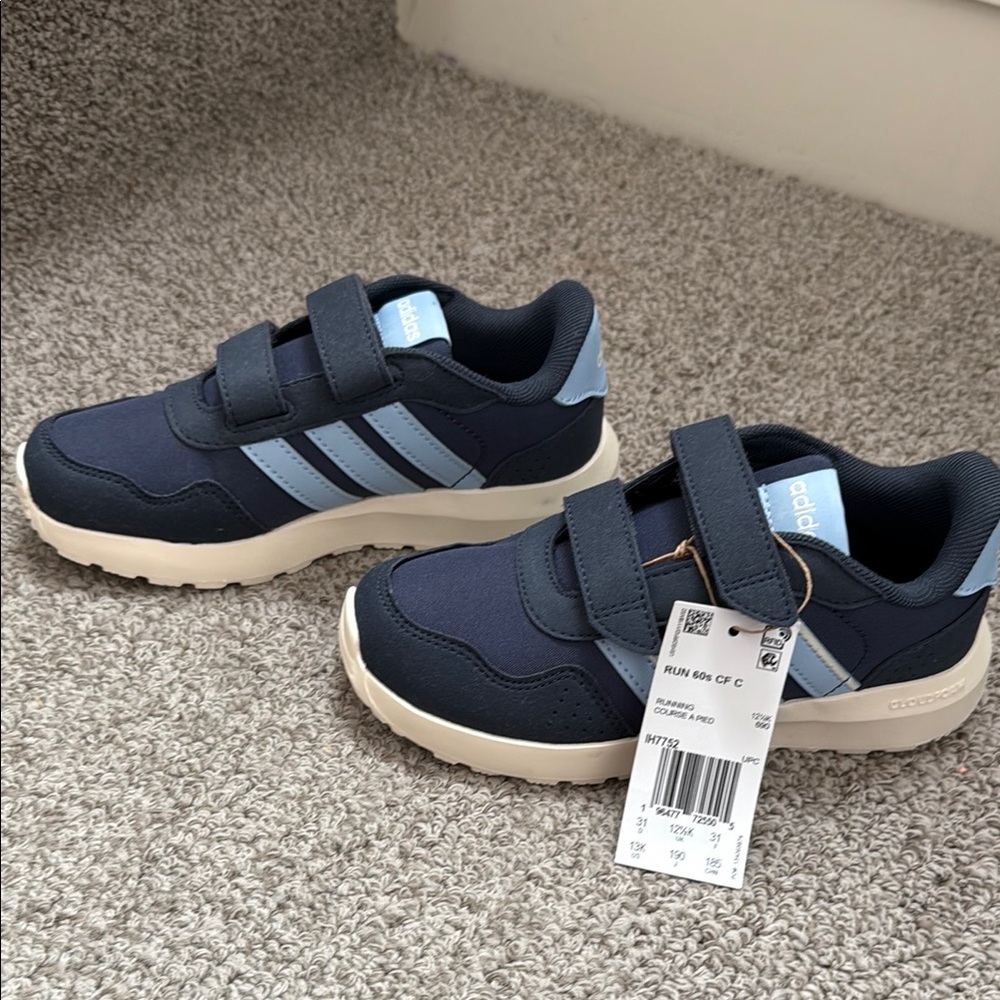 Adidas Run 60s Blue Sneakers with Velcro Straps size 13k